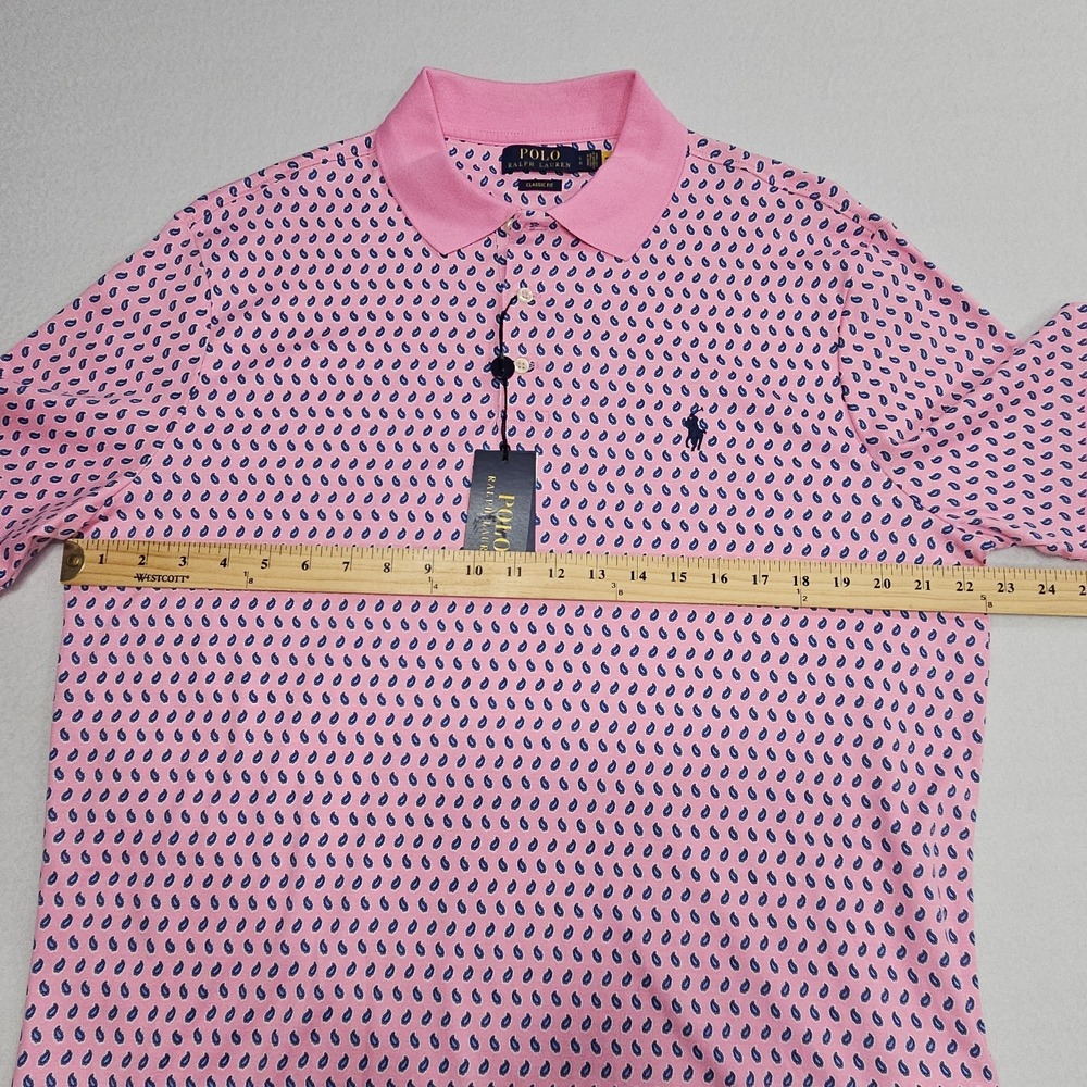 Polo Ralph Lauren Classic Fit Pink Paisley Short Sleeve Polo Shirt Men L Stretch - Picture 8 of 12